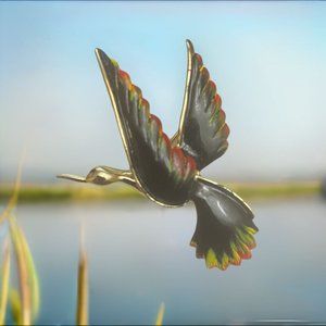 Vintage Gerrys Brooch Gold And Enamel Flying Red Tip Wings